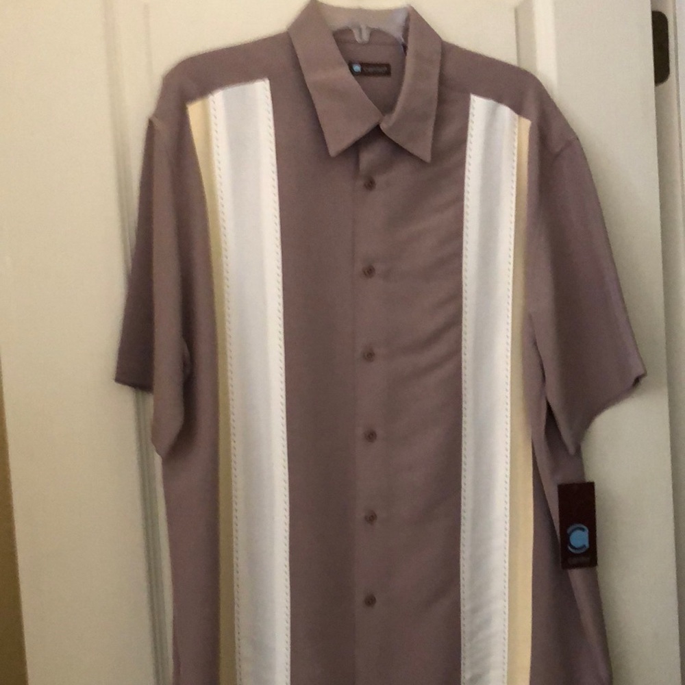 Mens button down Silk-like shirt.